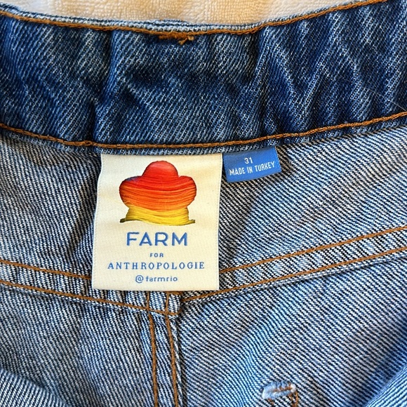 NWOT FARM for Anthropologie Knit Granny Square Denim Shorts - Picture 3 of 4